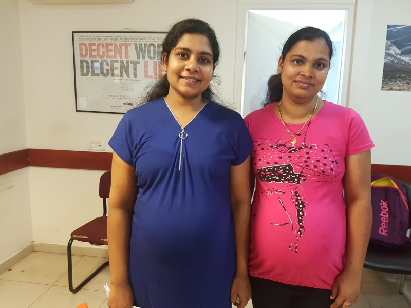 Thanks to Kav LaOved’s legal intervention, both Leena and Binsi are allowed to return to their country to give birth without risking their job placement